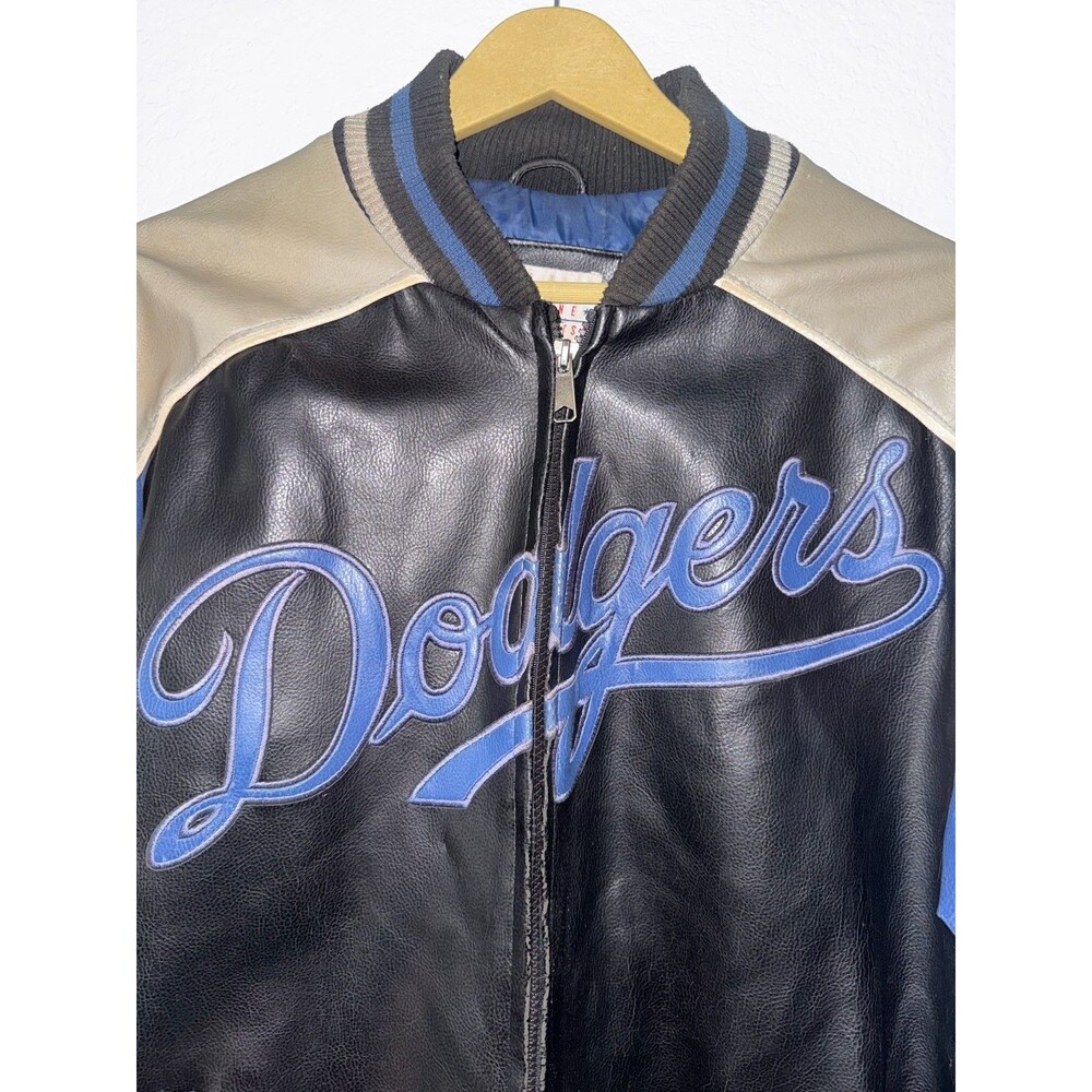 Vintage Y2K LA Dodgers Faux Leather Varsity Bomber Jacket MLB Genuine M